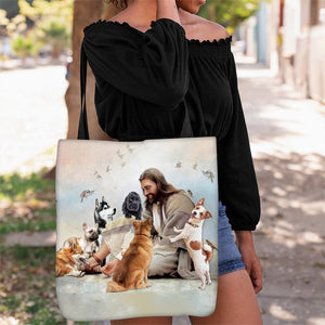 Jesus Surrounded By Dogs Tote Bag