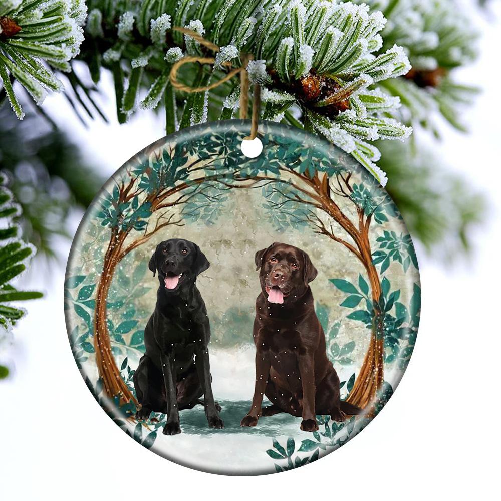 Labrador Retrievers Among Forest Porcelain/Ceramic Ornament