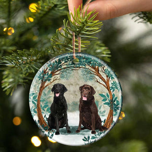 Labrador Retrievers Among Forest Porcelain/Ceramic Ornament