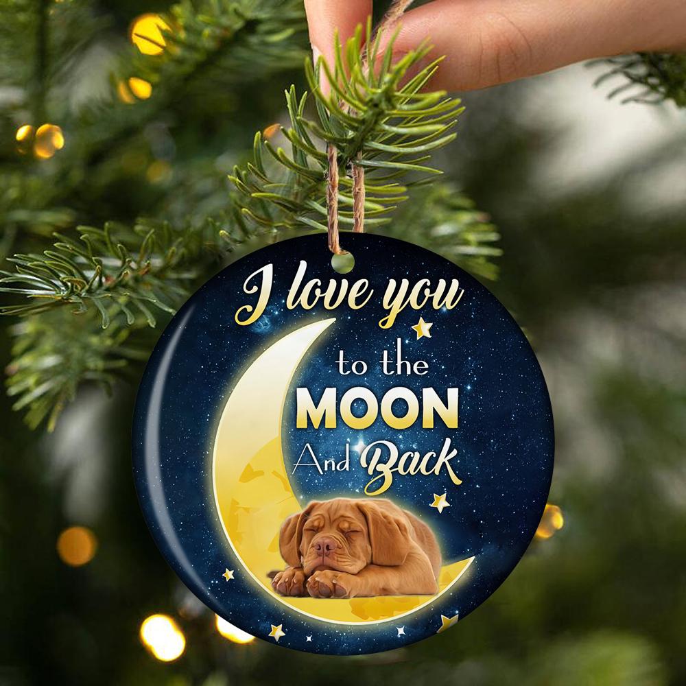 Dogue de Bordeaux I Love You To The Moon And Back Porcelain/Ceramic Ornament