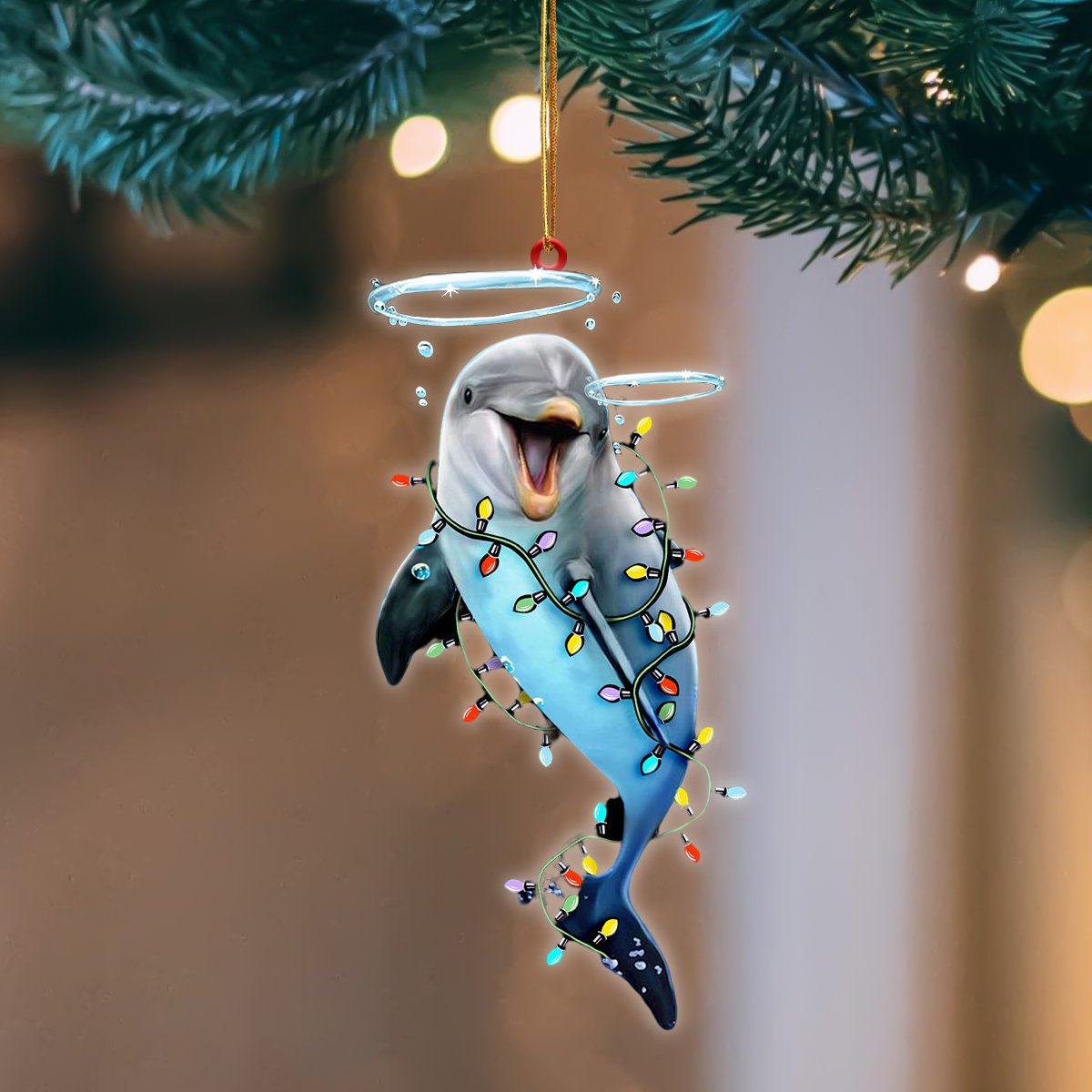Dolphin Christmas Light Hanging Ornament