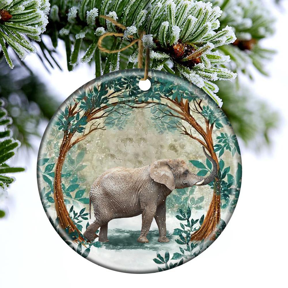 Elephant Among Forest Porcelain/Ceramic Ornament