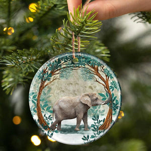 Elephant Among Forest Porcelain/Ceramic Ornament
