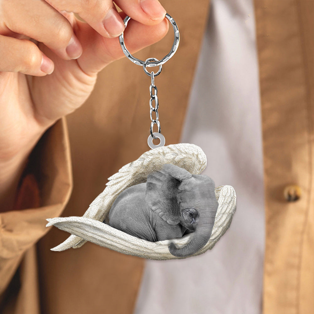 Elephant Sleeping Angel Acrylic Keychain