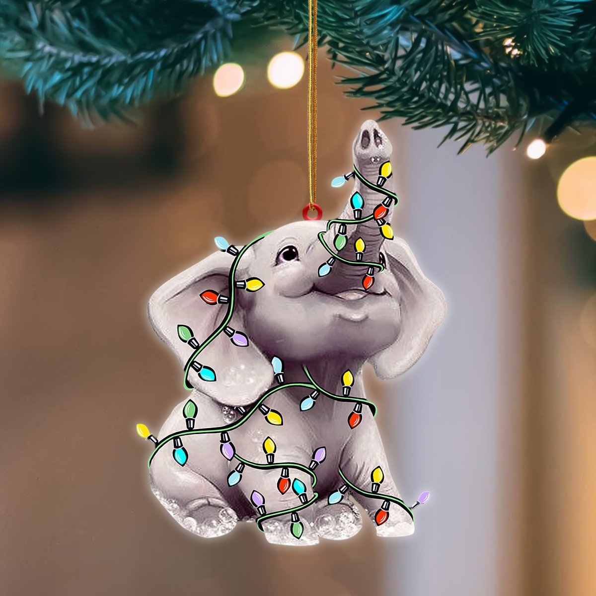 Elephant Christmas Light Hanging Ornament