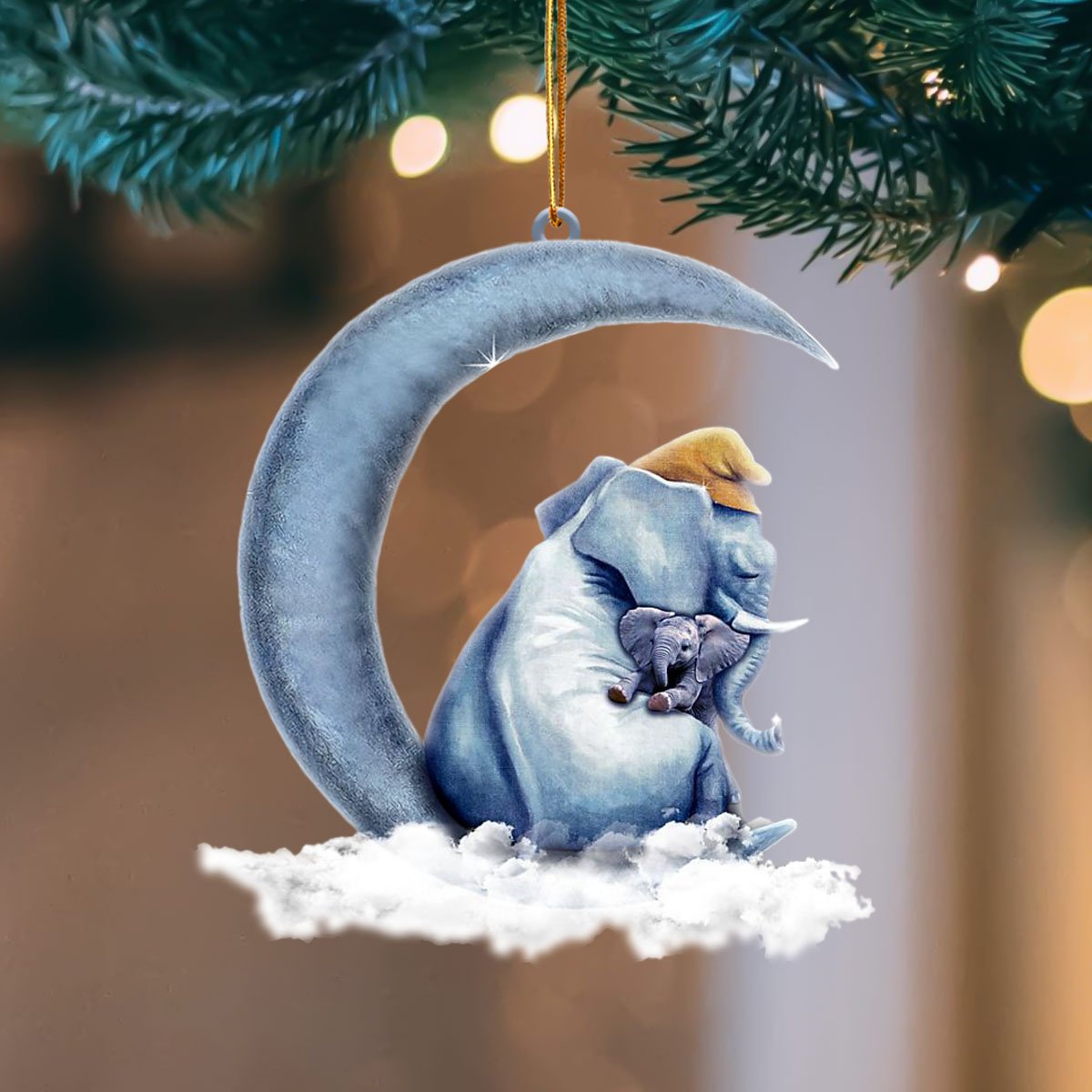 Elephant Blue Moon Hanging Ornament