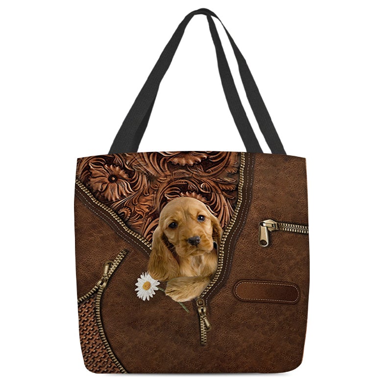 English Cocker Spaniel Holding Daisy Tote Bag