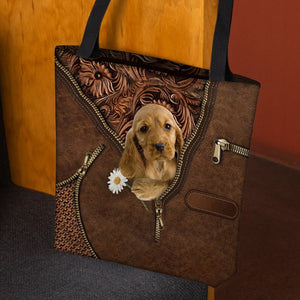 English Cocker Spaniel Holding Daisy Tote Bag