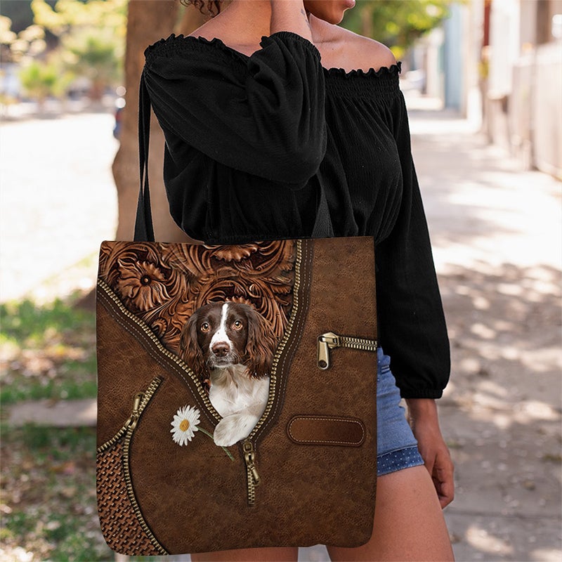 English Springer Spaniel Holding Daisy Tote Bag