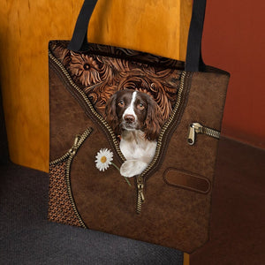 English Springer Spaniel Holding Daisy Tote Bag