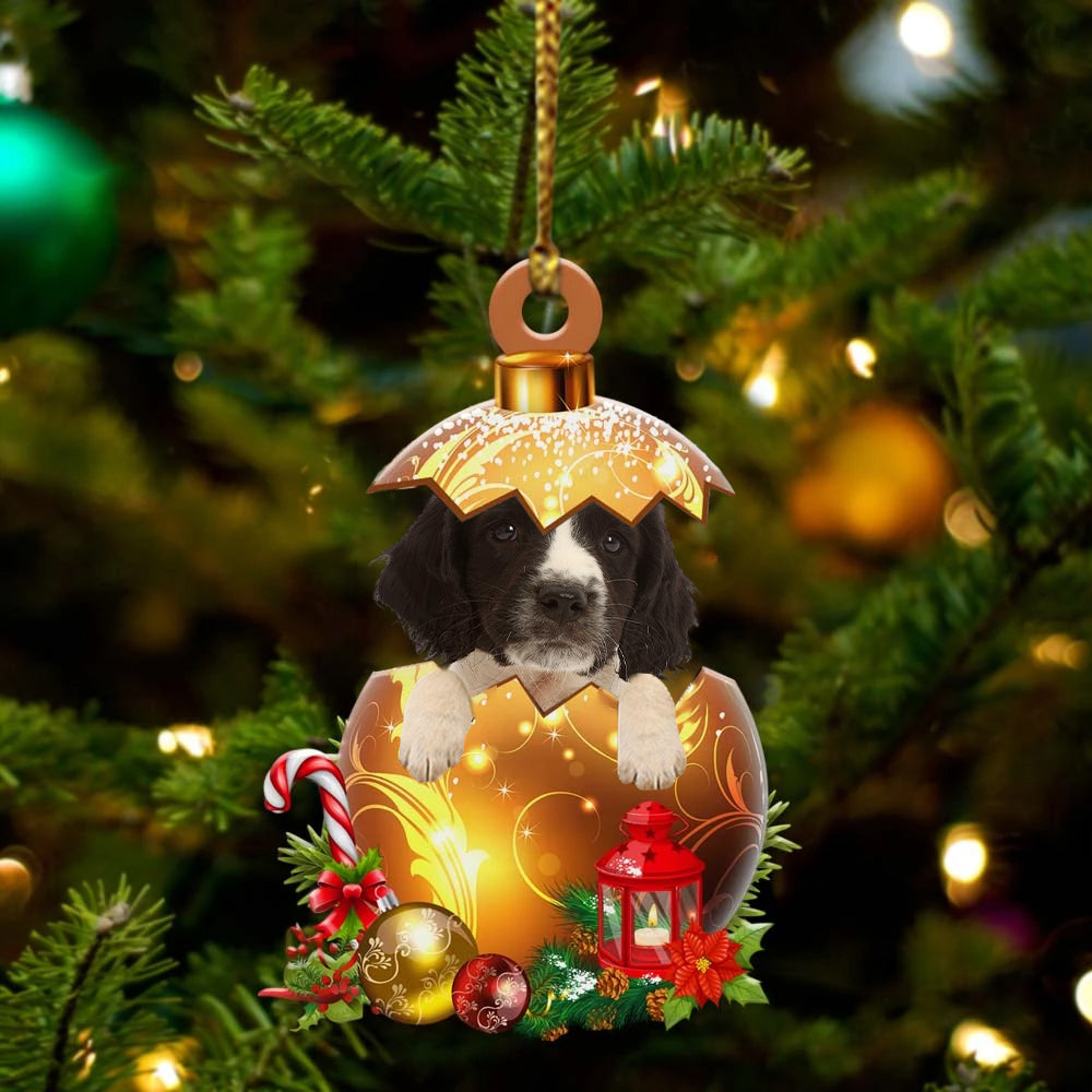 English-Springer-Spaniel In Golden Egg Christmas Ornament