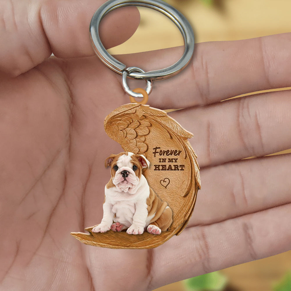 English Bulldog In My Heart Flat Acrylic Keychain