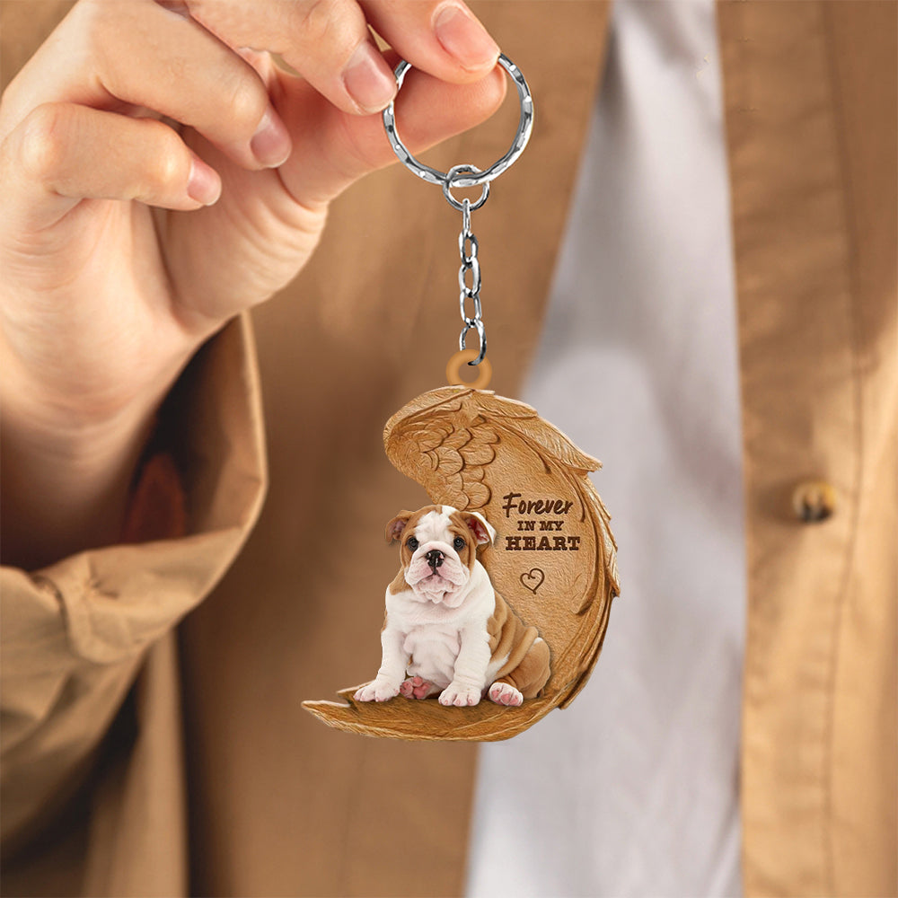 English Bulldog In My Heart Flat Acrylic Keychain