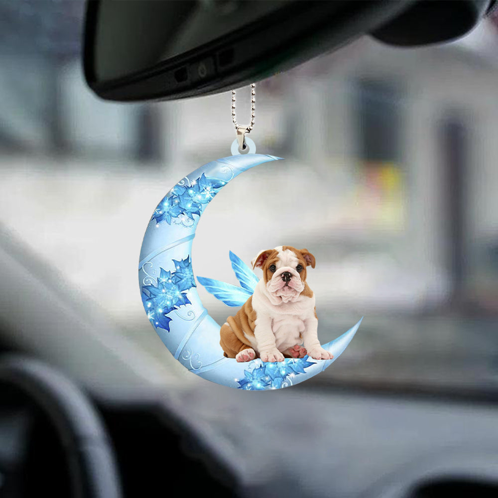 English Bulldog Angel From The Moon Car Hanging Ornament