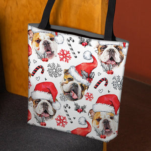 English Bulldog Merry Christmas Tote Bag