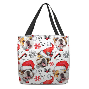 English Bulldog Merry Christmas Tote Bag