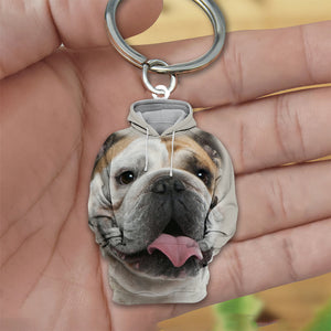 English Bulldog 3D Graphic Hoodie Acrylic Keychain