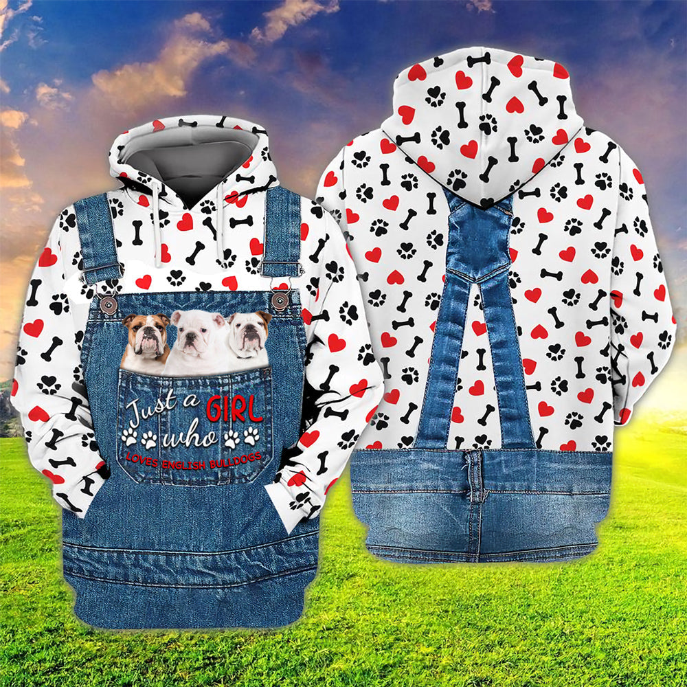 Just A Girl Who Loves English Bulldog Hoodie For Dog Lovers