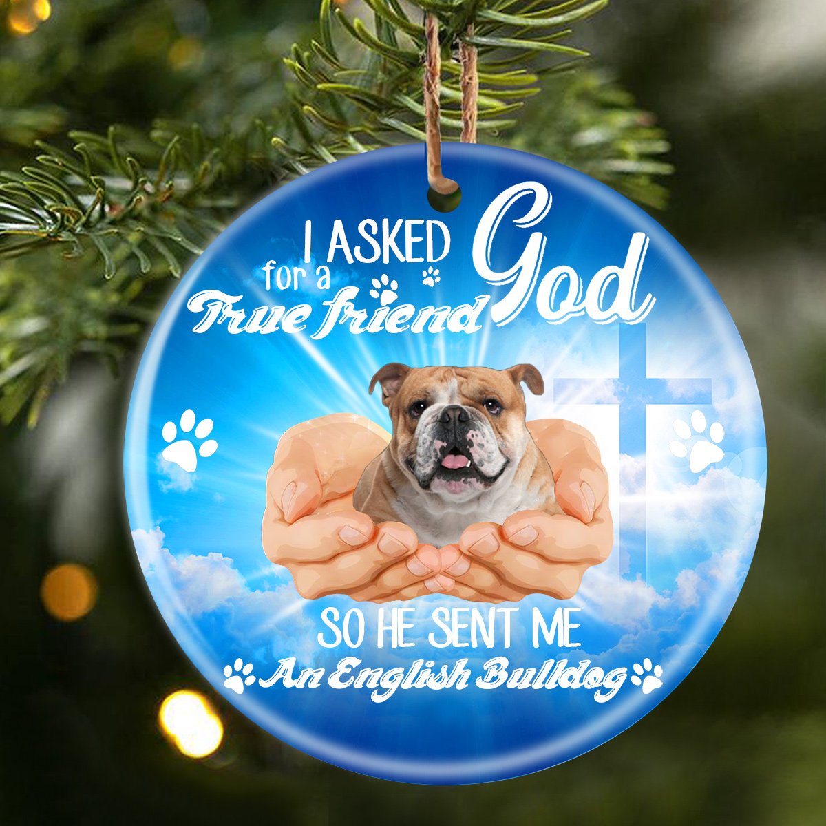 God Send Me A/An English Bulldog Porcelain/Ceramic Ornament
