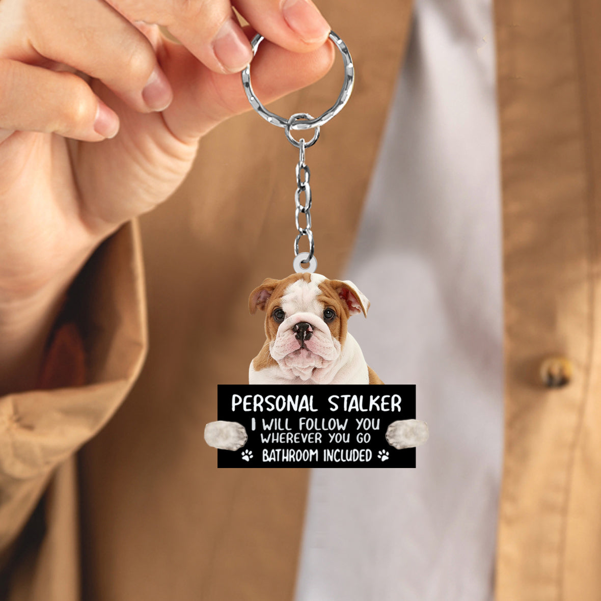 English Bulldog02 Personal Stalker Acrylic Keychain