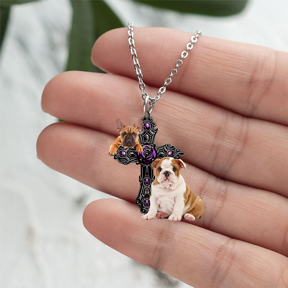 Bulldog Pray For God Stainless Steel Necklace