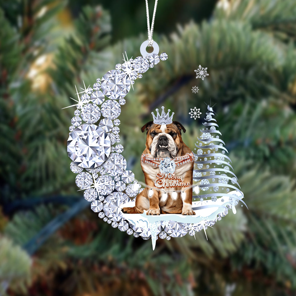 English Bulldog  (5)Diamond Moon Merry Christmas Ornament