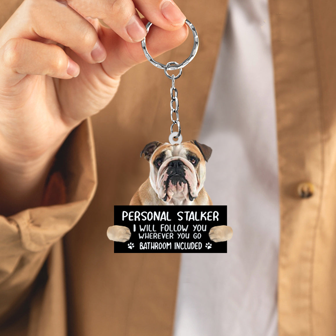 English Bulldog Personal Stalker Acrylic Keychain