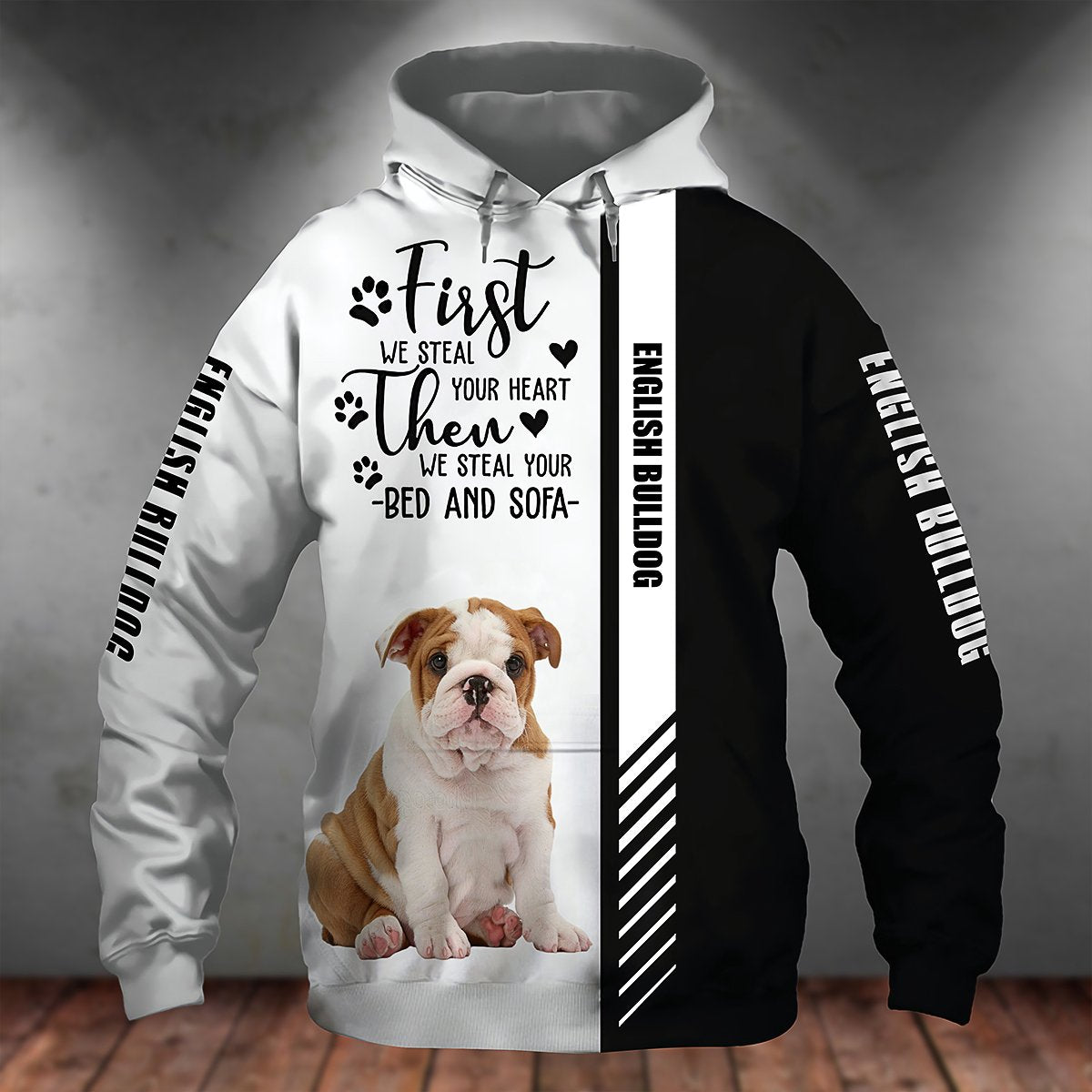 English Bulldog-First We Steal Your Heart Unisex Hoodie