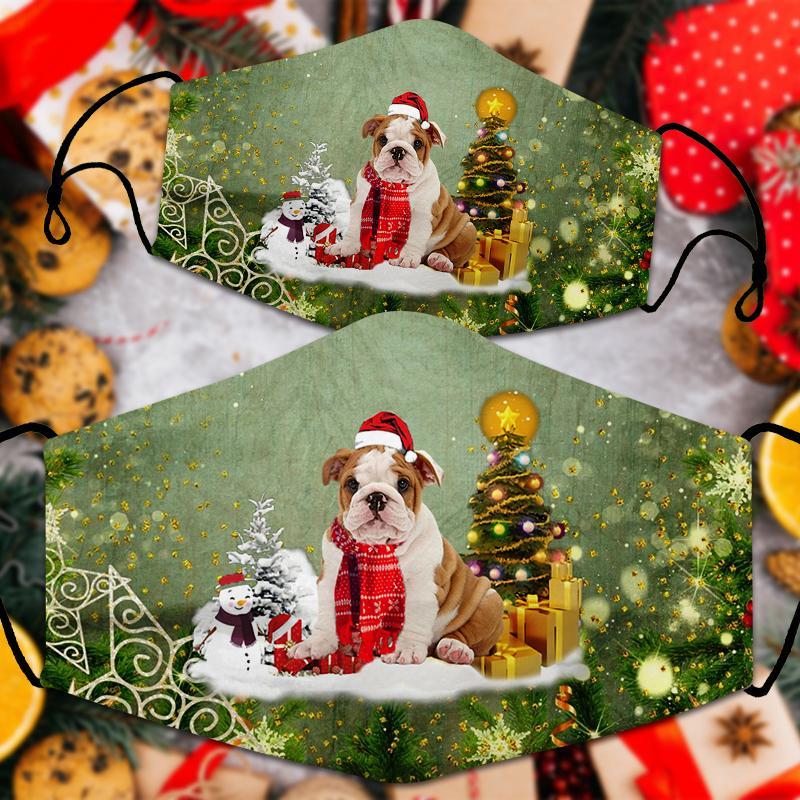 English/Bristish Bulldog Merry Christmas Face Mask