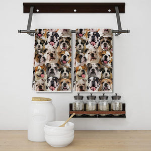 A Bunch Of English Bulldogs Kitchen Towel