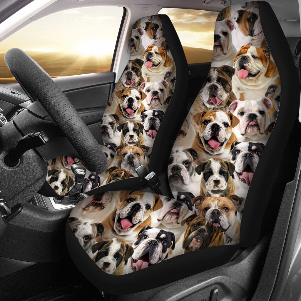 A Bunch Of English Bulldogs Car Seat Cover