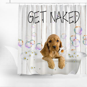English Cocker Spaniel Get Naked Daisy Shower Curtain