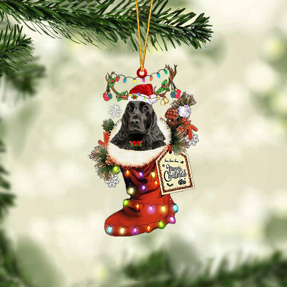 English Cocker Spaniel 1 In Red Boot Christmas Ornament