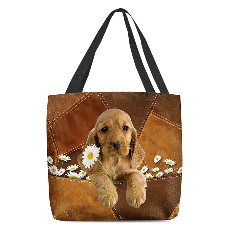 English Cocker Spaniel1 Holding Daisy  All Over Printed Tote Bag