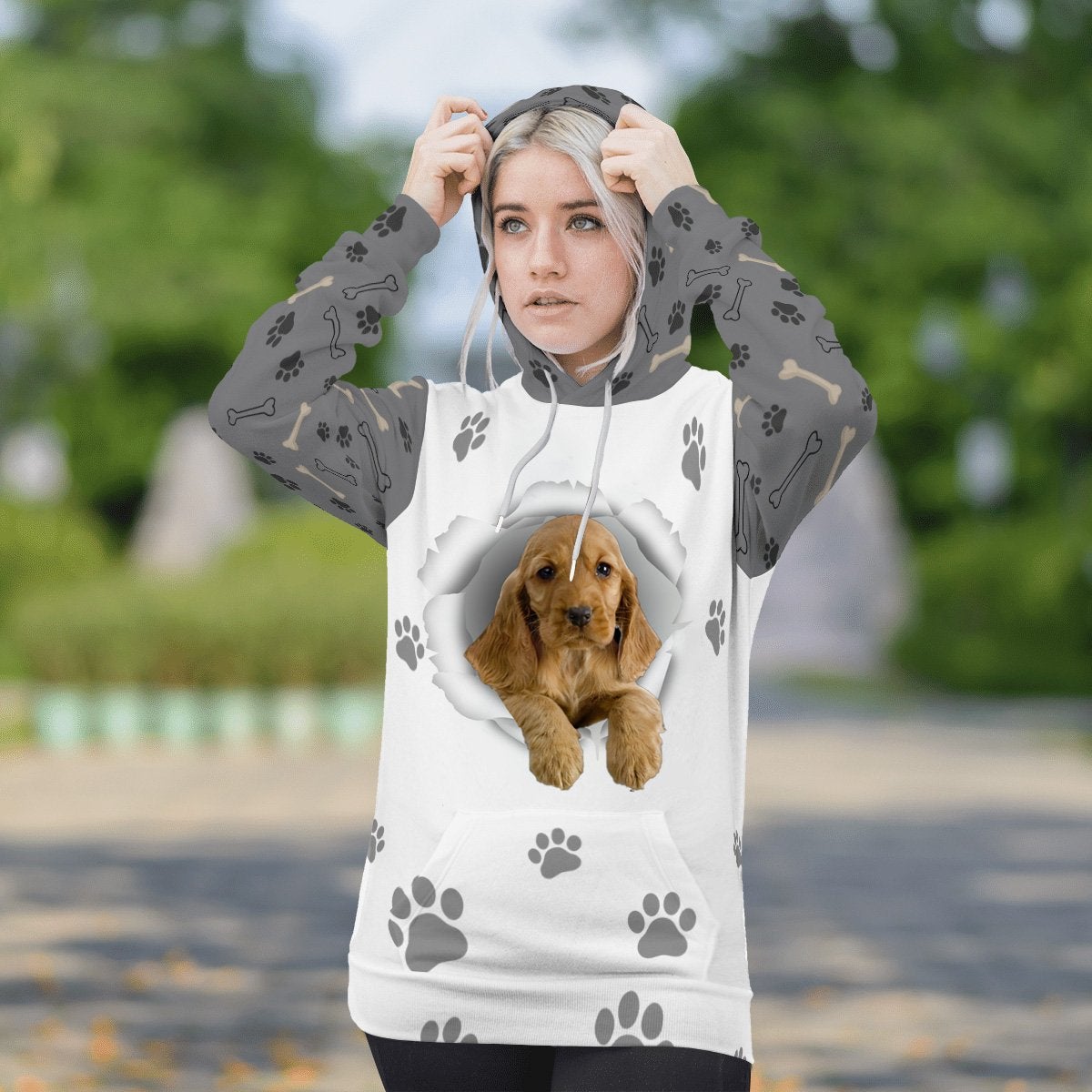 English Cocker Spaniel-Paw Dog Unisex Hoodie