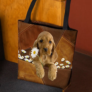 English Cocker Spaniel1 Holding Daisy  All Over Printed Tote Bag
