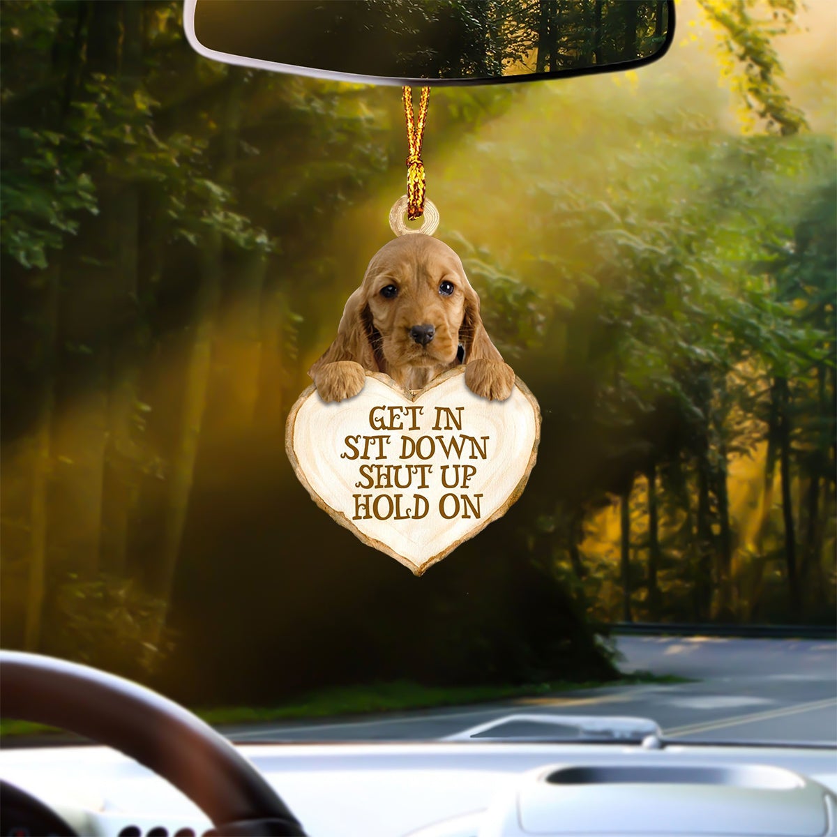 English Cocker Spaniel Heart Shape Get In Car Hanging Ornament