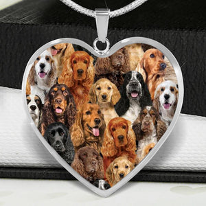 A Bunch Of English Cocker Spaniels Heart Necklace