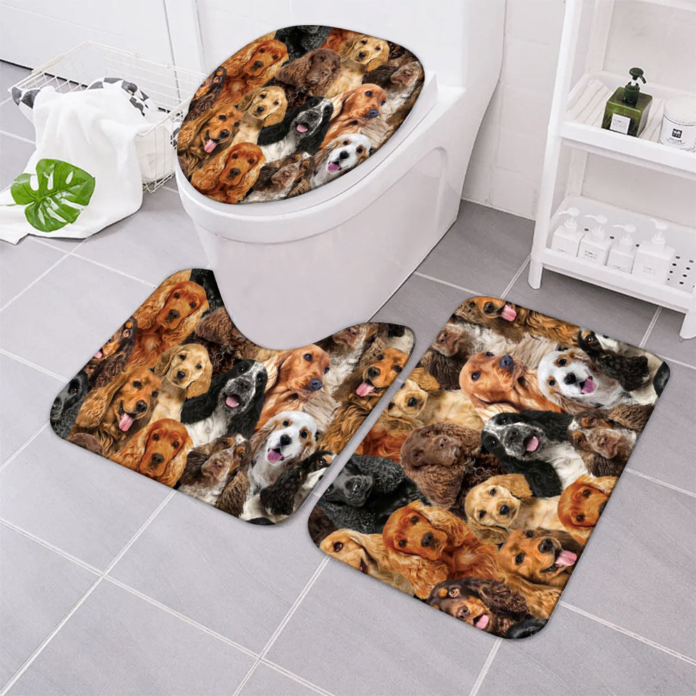 A Bunch Of English Cocker Spaniels Bathroom Mat Set