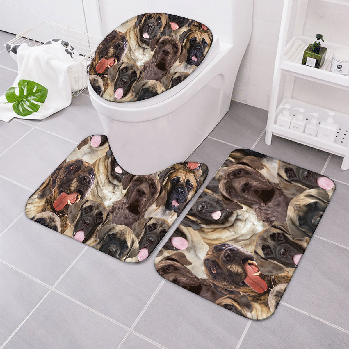 A Bunch Of Mastiff Bathroom Mat Set
