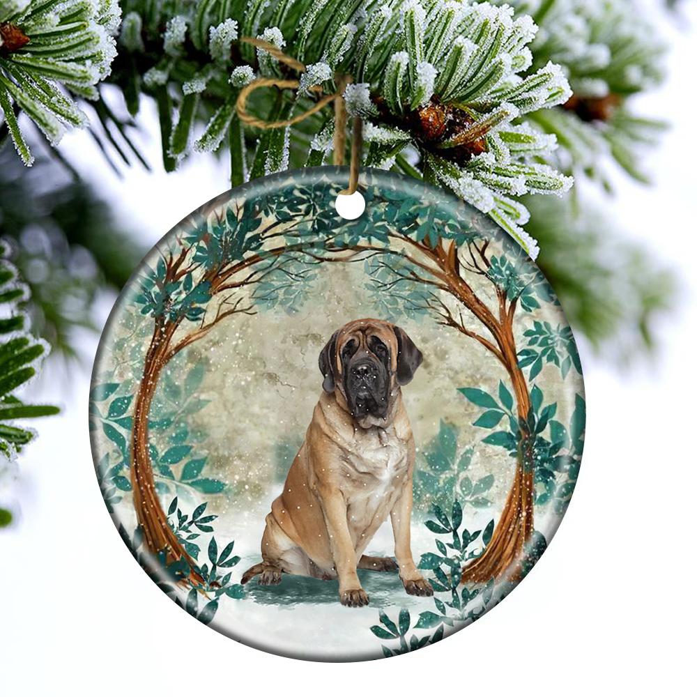 English Mastiff Among Forest Porcelain/Ceramic Ornament