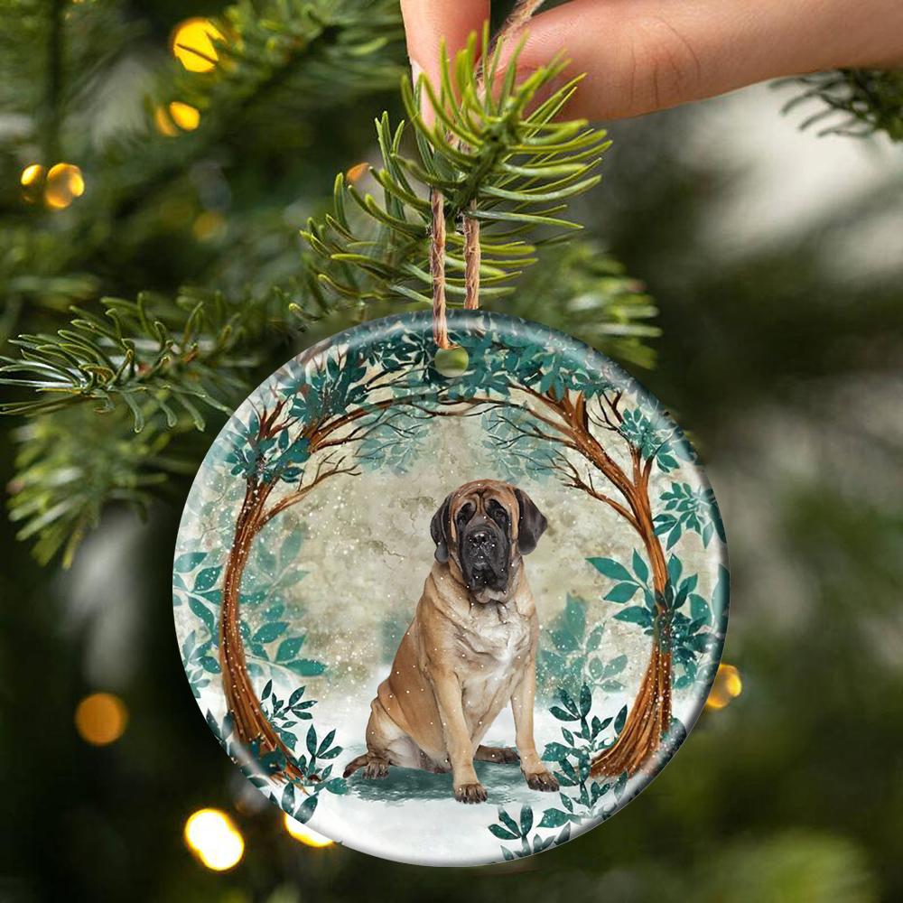 English Mastiff Among Forest Porcelain/Ceramic Ornament