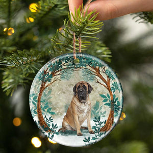 English Mastiff Among Forest Porcelain/Ceramic Ornament