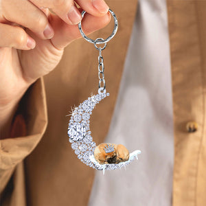 English Mastiff Sleeping On A Diamond Moon Acrylic Keychain