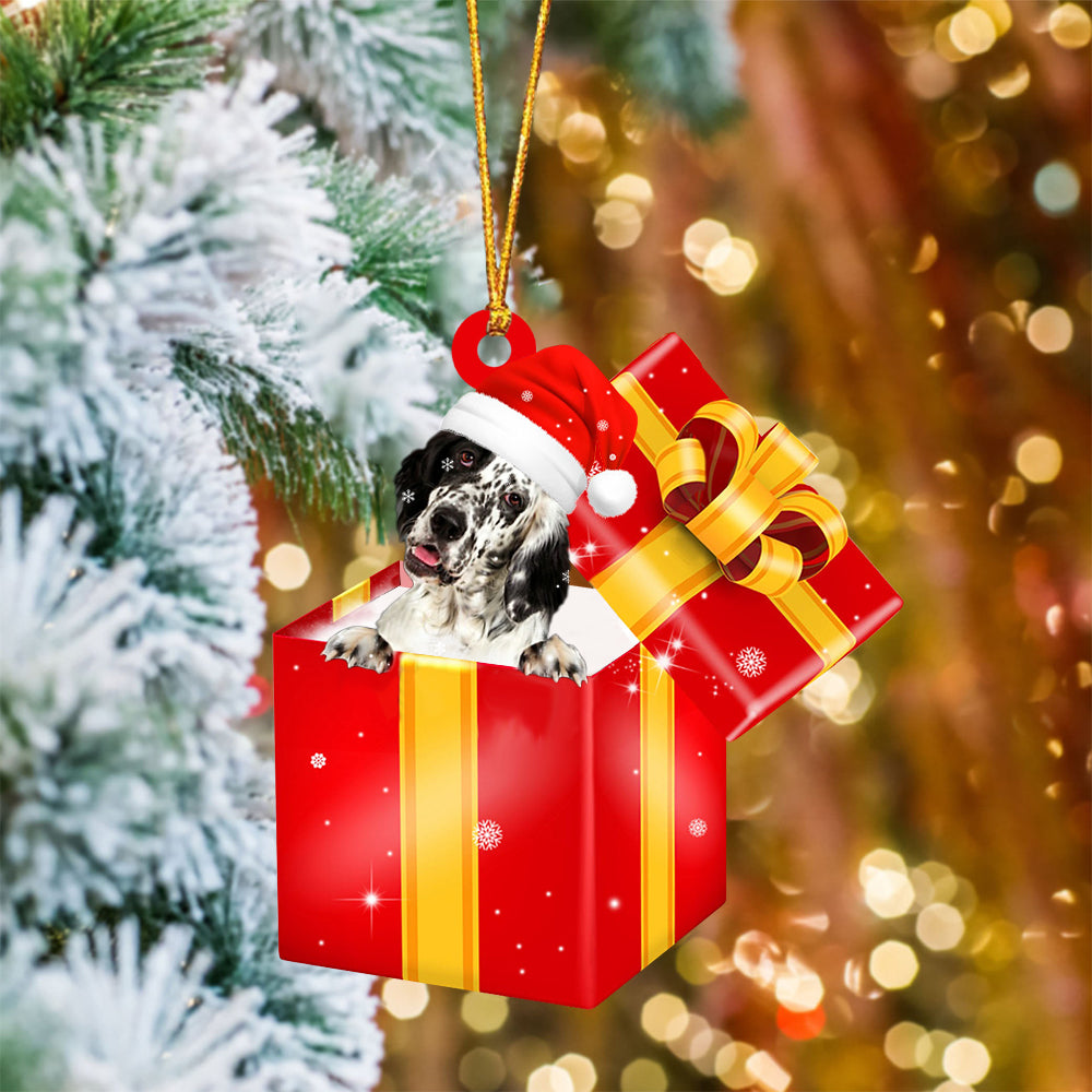 English Setter06 In Red Gift Box Christmas Ornament