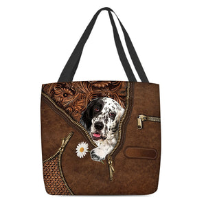 English Setter1 Holding Daisy Tote Bag