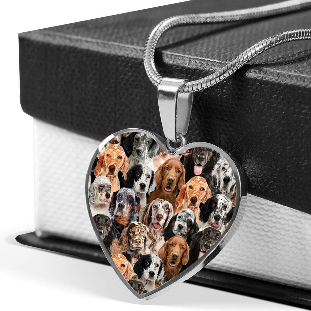 A Bunch Of English Setters Heart Necklace