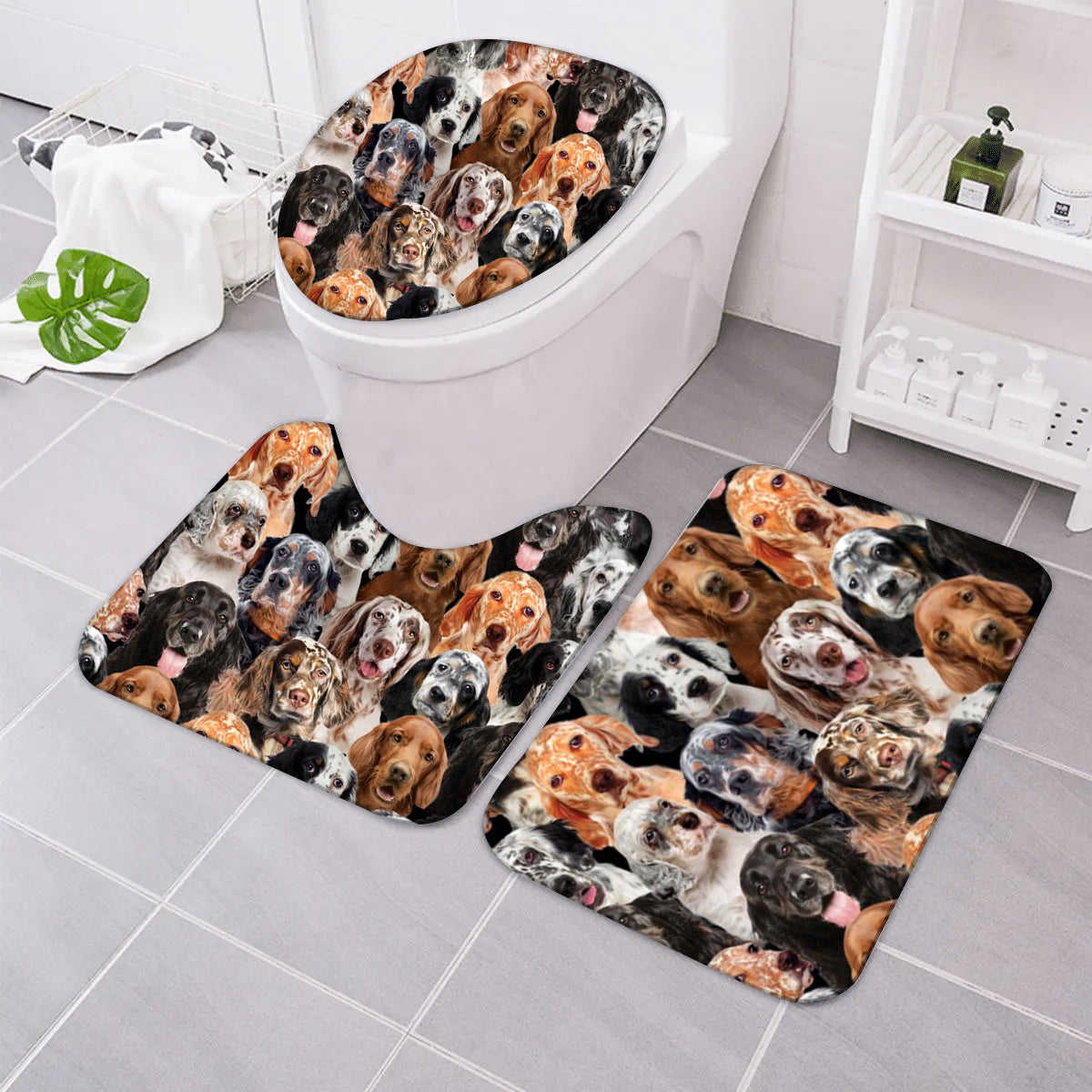 A Bunch Of English Setters Bathroom Mat Set