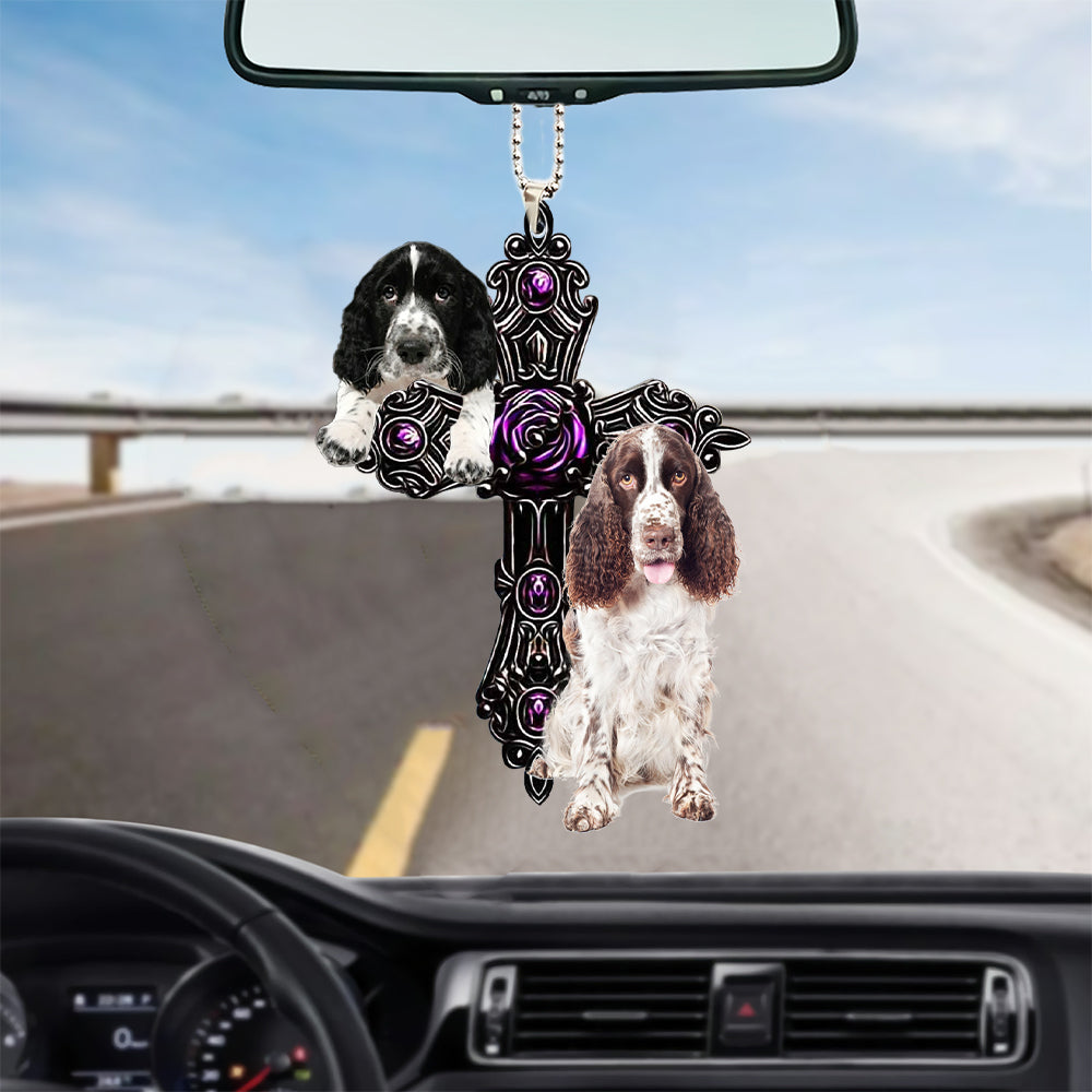English Springer Spaniel Pray For God Car Hanging Ornament