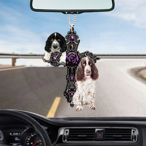 English Springer Spaniel Pray For God Car Hanging Ornament
